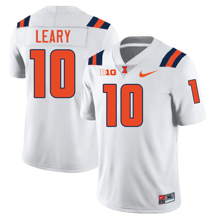 Men #10 Donovan Leary Illinois Fighting Illini College Football Jerseys Stitched-White